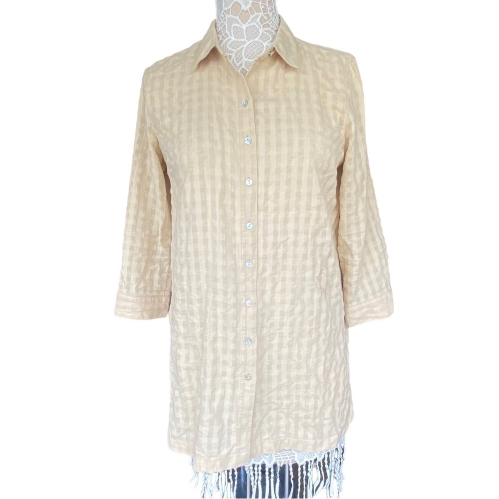 J Jill I Beige I Cotton I Grid button Down I Lightweight I Blouse I Size: S